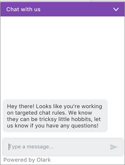Example of an Olark automated chat rule&hellip;on the targeted chat rule admin page!