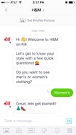 Customers can chat with the H&M chatbot for retails questions.