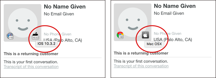 use visitor information to identify mobile chat visitors
