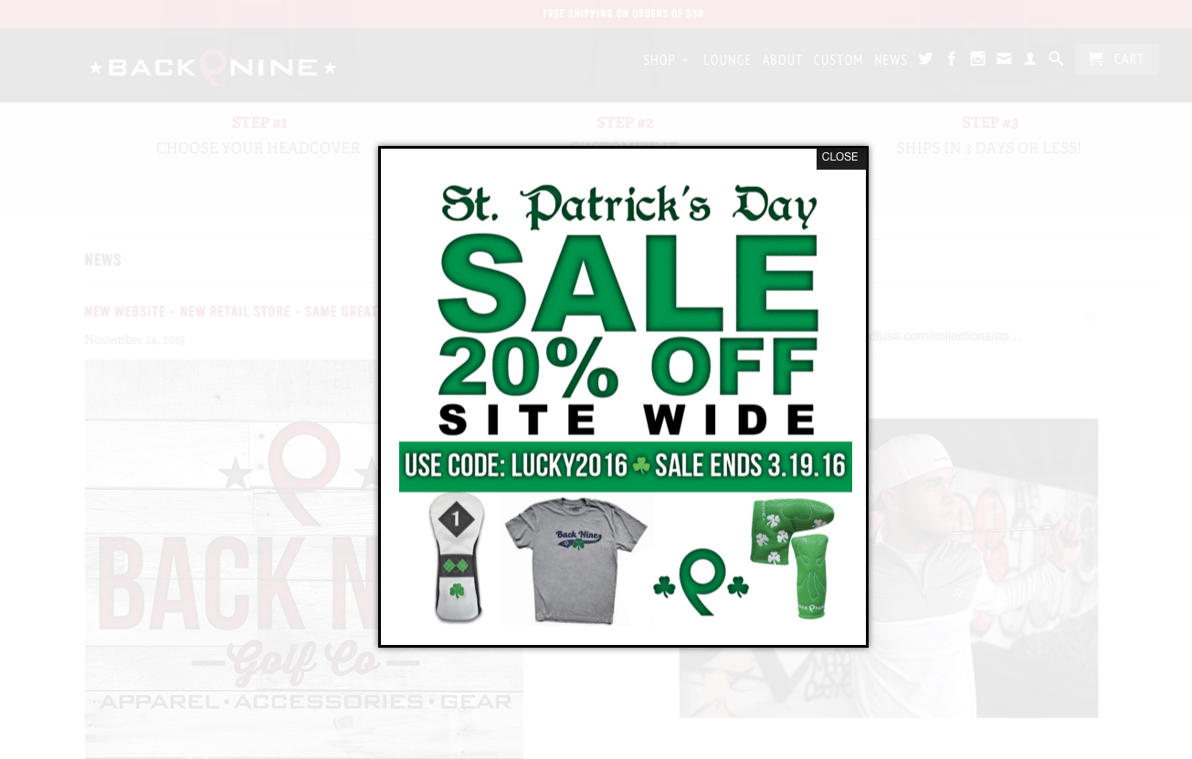 During holidays, use customized pop ups to increase sales.