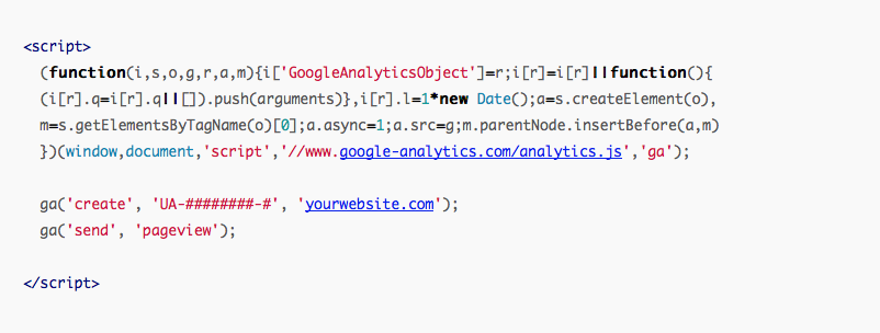 The code you’ll need to integrate Google Analytics and Olark Live Chat.