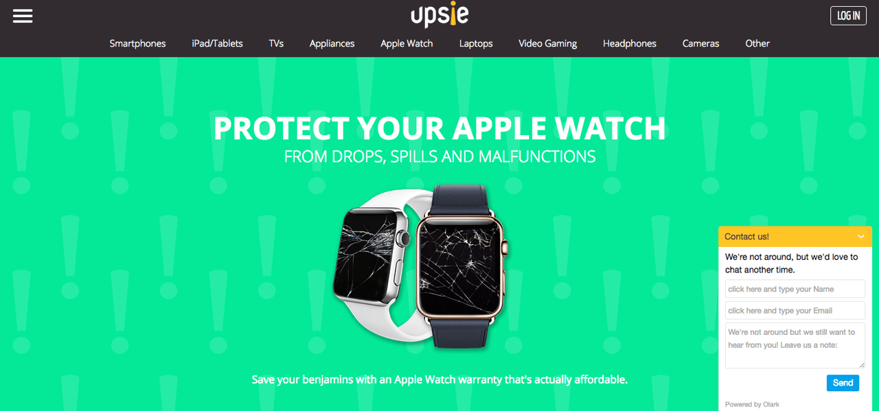 Upside uses Olark to capture leads even when they&rsquo;re offline.