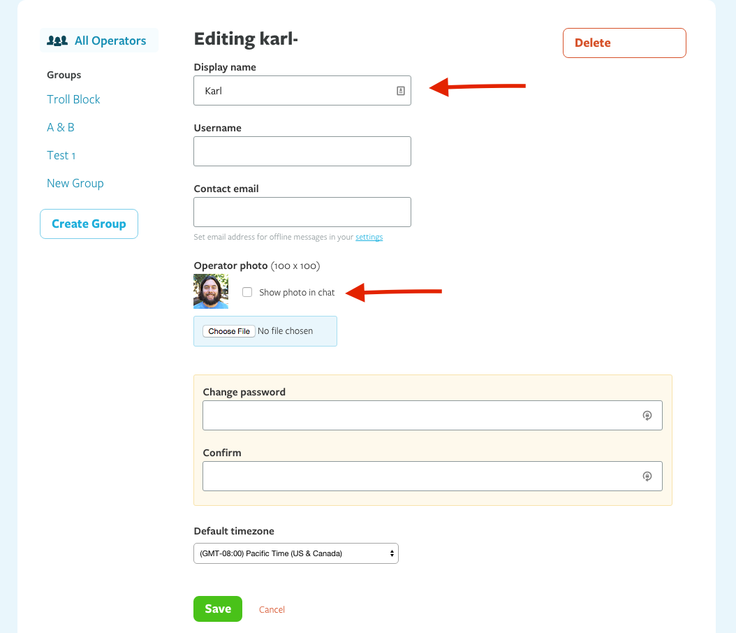 How to change your Olark display name and operator photo. You’re welcome, Gucy.