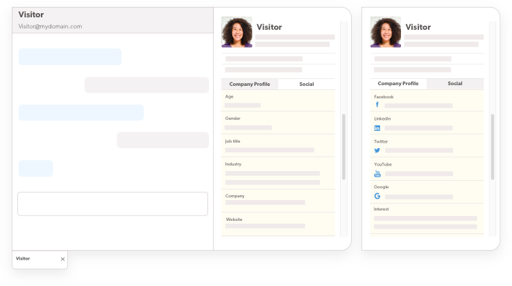 screenshot of the visitor insights powerups in the chat agent console