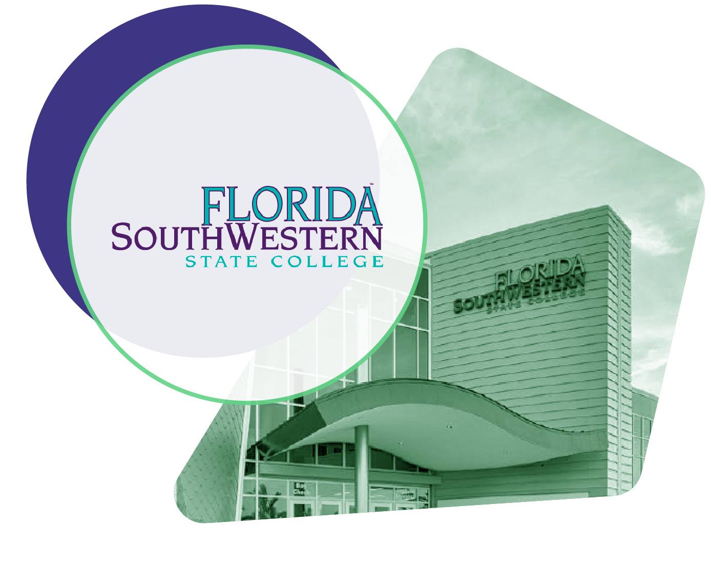 Florida SouthWestern State College logo and student