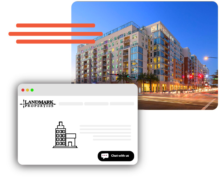 Landmark Properties logo and property image