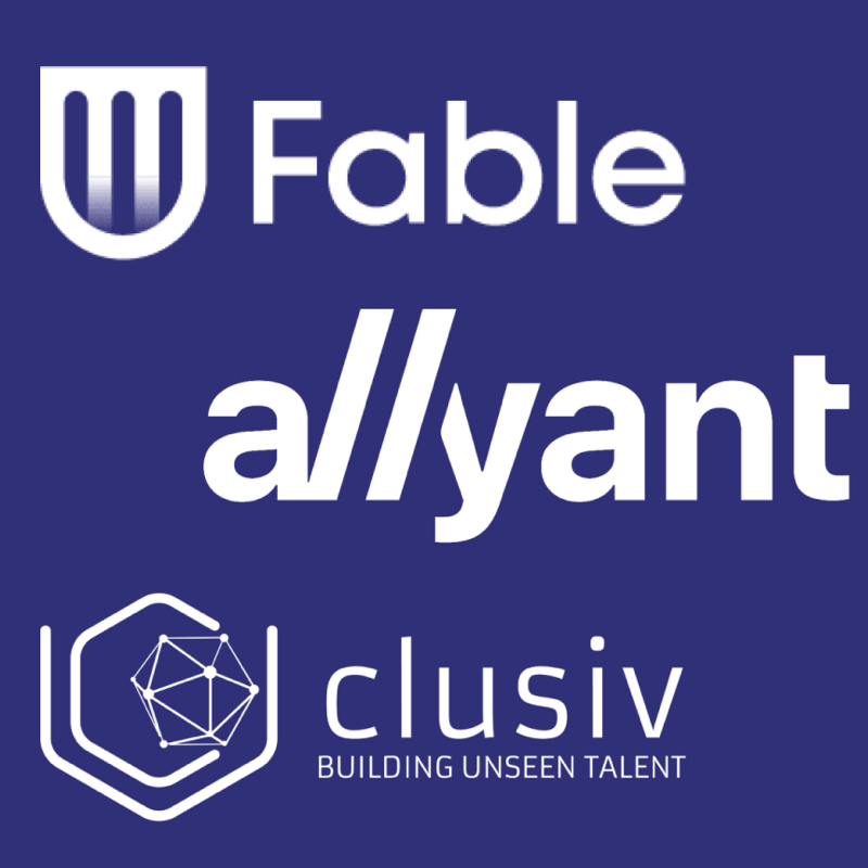 A logo cloud showing three Olark partners in the accessibility space, Fable, Clusib, and Allyant.