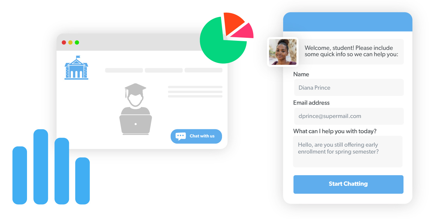 An education-focused pre-chat survey for live chat