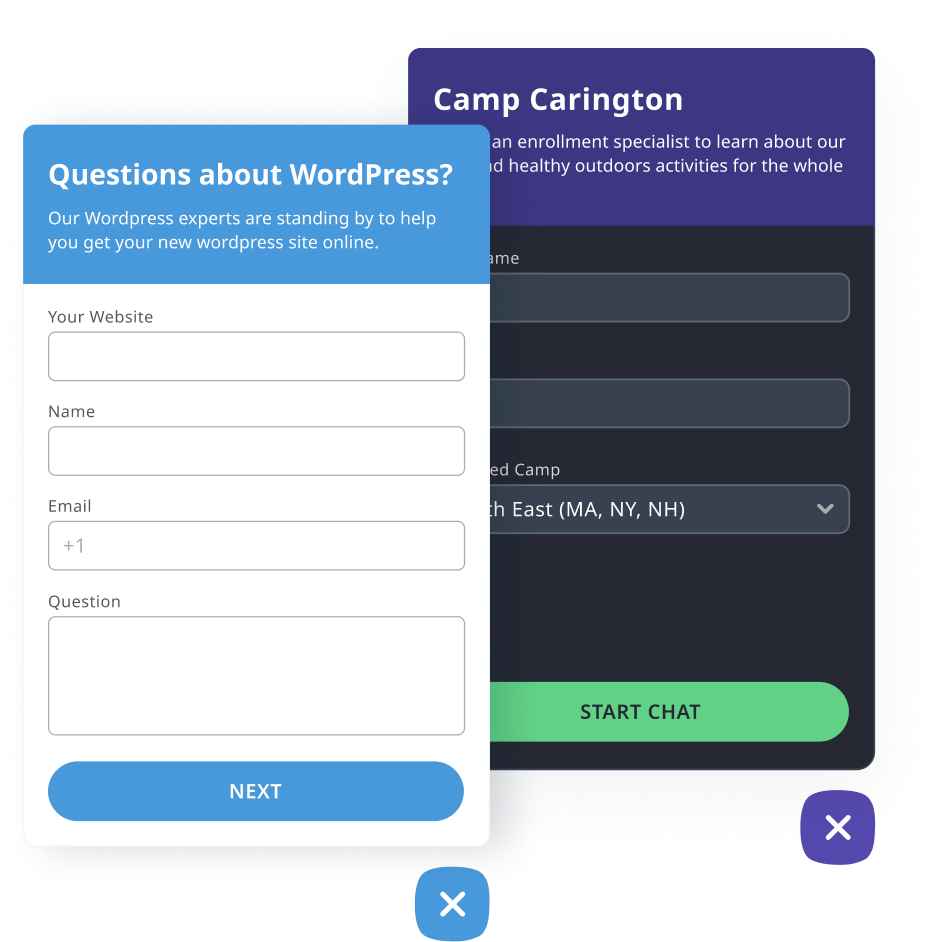 Image depicting a custom form with fields for name and phone number