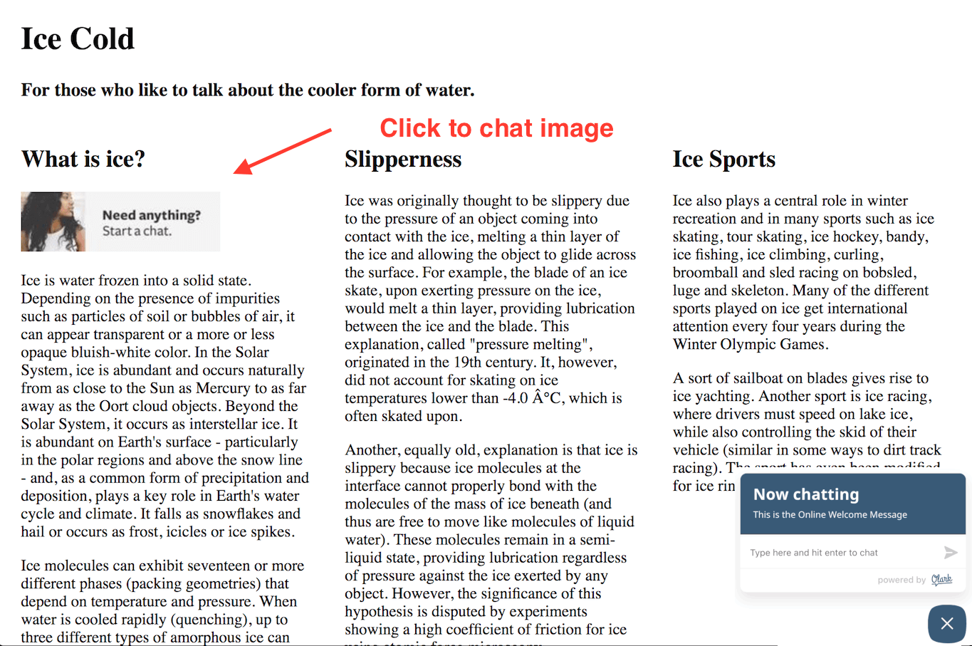 image of a webpage with an embedded “click to chat” image