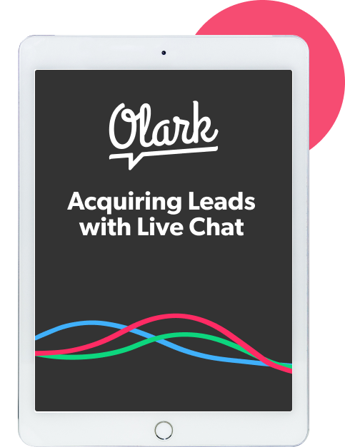 Tablet device showing an ebook cover titled Acquiring Leads with Live Chat