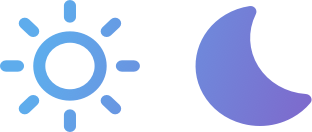 blue sun and moon icons indicating dark and light modes