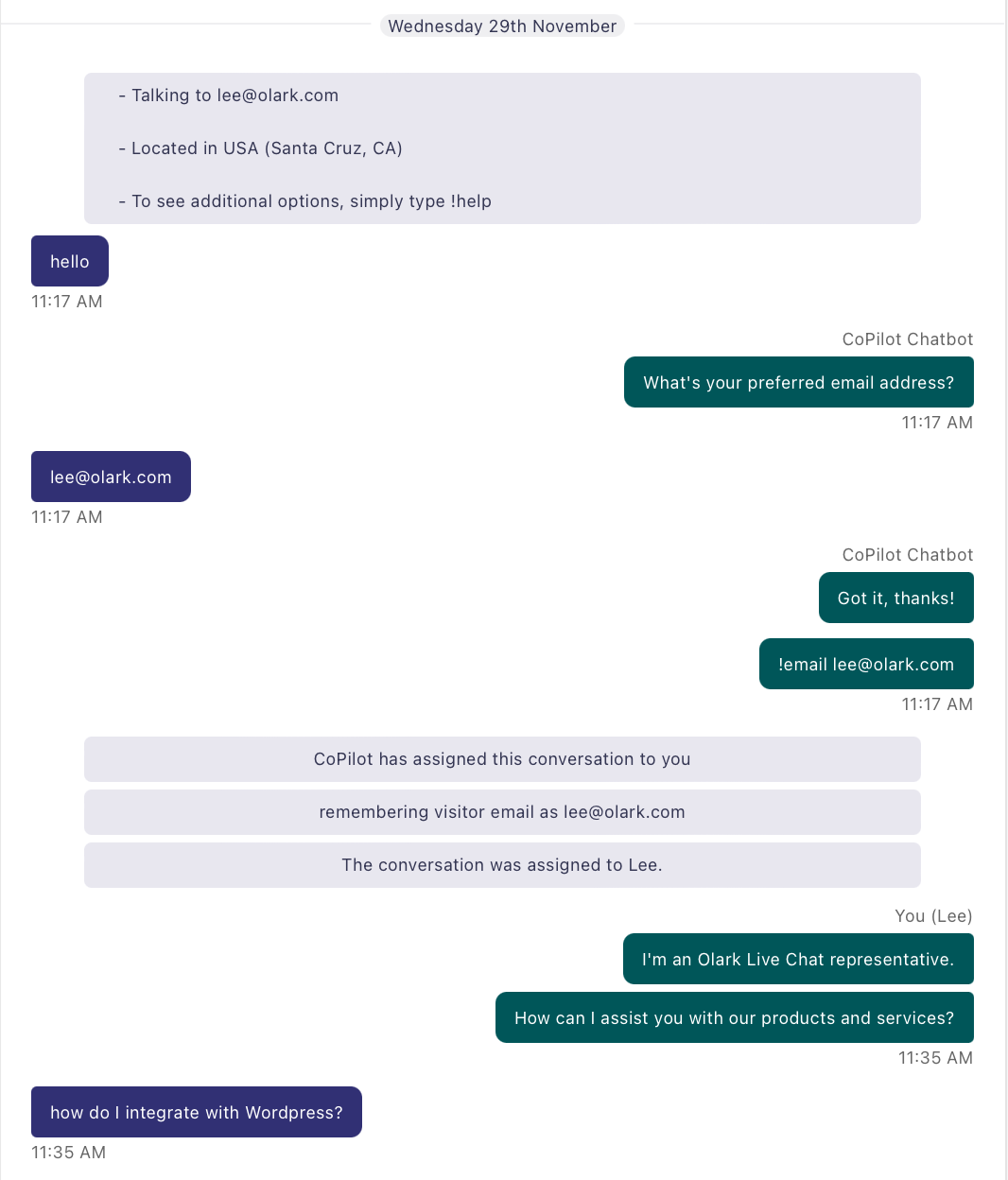 Conversation snippet, extended description after.